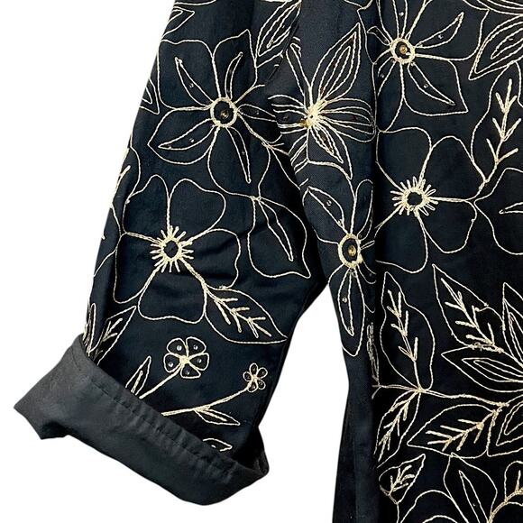 VTG NWOT Life Style Plus Floral Embroidered Amber Beaded Cotton Button Up Top 2X - Picture 14 of 16